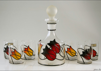 Hand-painted glass with metal